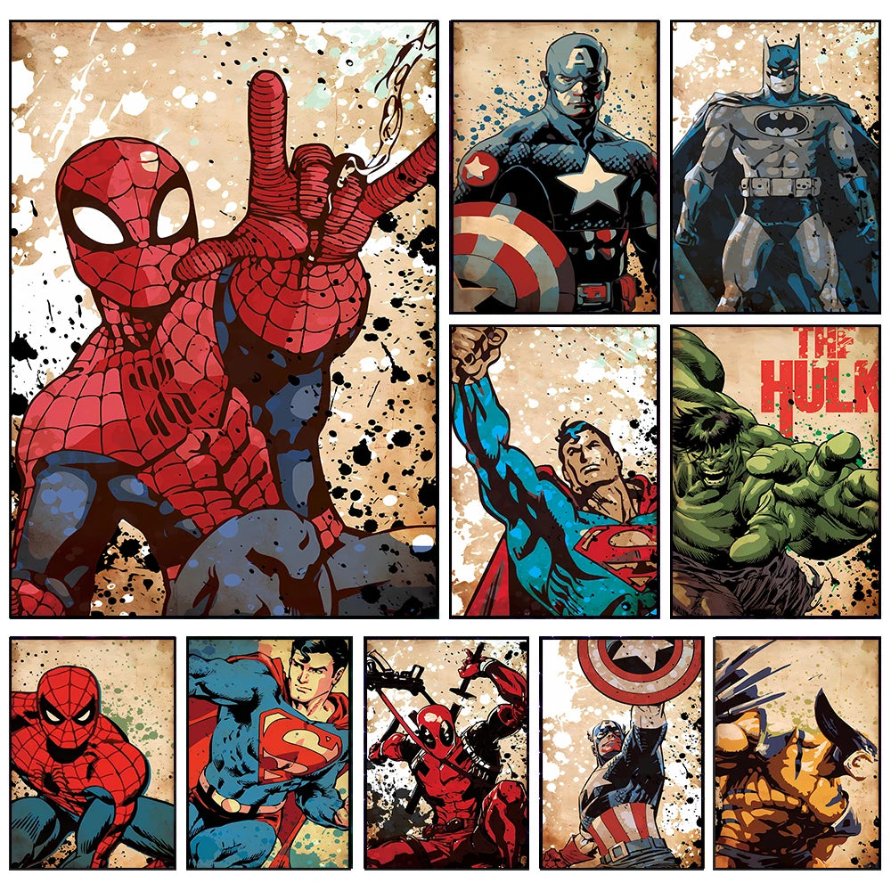 HOT Toys Spider Man Canvas Poster Marvel Hero Decor Iron Man Batman Hulk Mural Modern Home Decoration Gift HOT Toys Spider Man Canvas Poster Marvel Hero Decor Iron Man Batman Hulk Mural Modern Home Decoration Gift